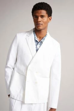Ted Baker Ithon White Ottoman Double Breasted Blazer