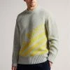 Ted Baker Grey-Marl Windmer Ls Branded Crew Neck Jumper -tedbaker Shop Online unnamed file 2867