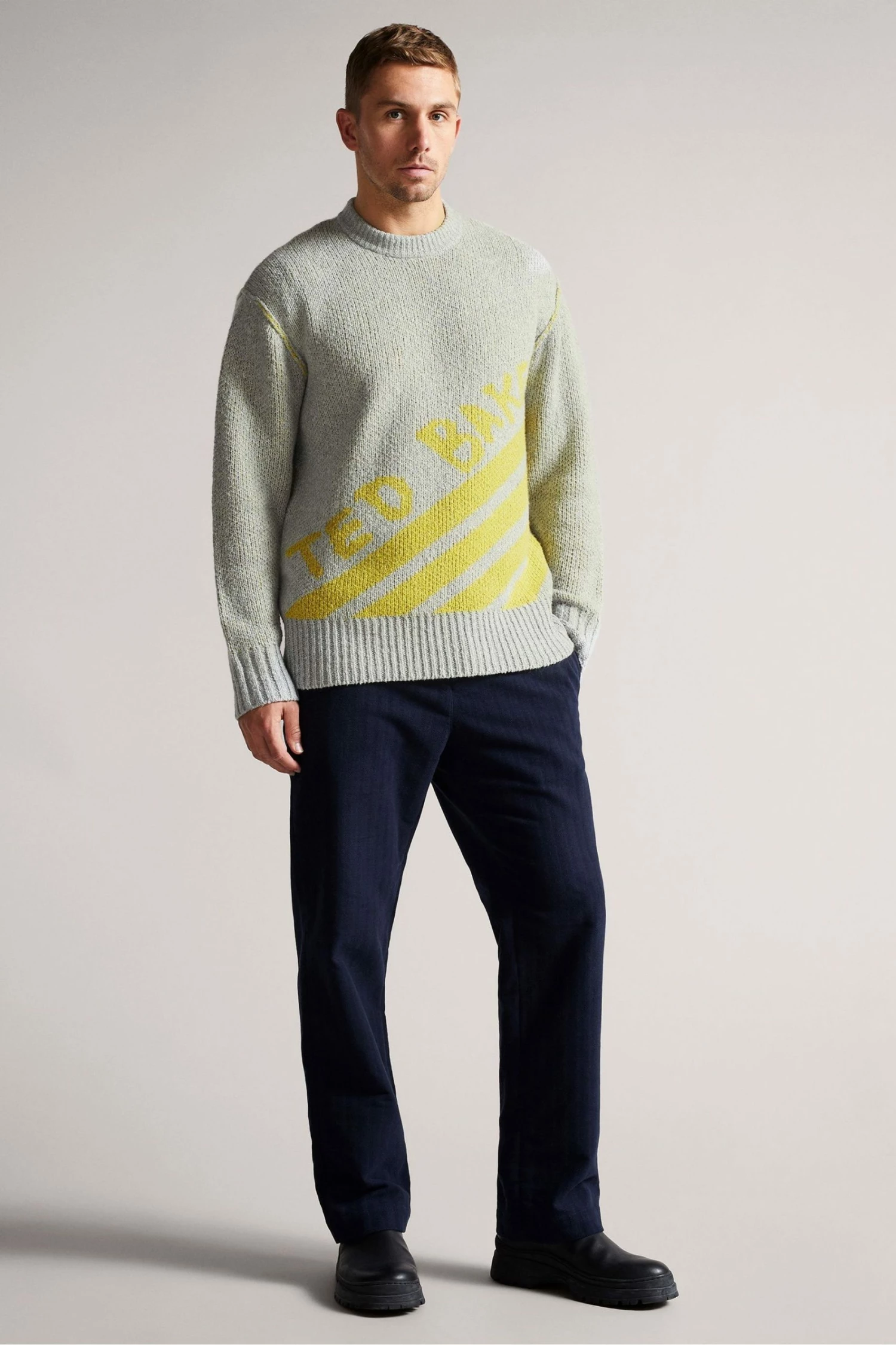Ted Baker Grey-Marl Windmer Ls Branded Crew Neck Jumper 4 Ted Baker Grey-Marl Windmer Ls Branded Crew Neck Jumper - Image 2