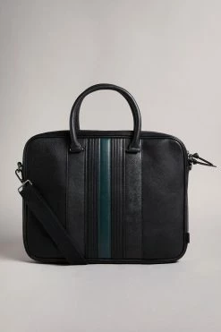 Ted Baker Nevver Black Striped Pu Document Bag