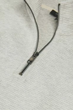 Ted Baker Beechen Grey Marl Long Sleeve Waffle Textured Half Zip Jumper -tedbaker Shop Online unnamed file 2882