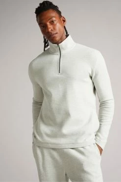 Ted Baker Beechen Grey Marl Long Sleeve Waffle Textured Half Zip Jumper -tedbaker Shop Online unnamed file 2883