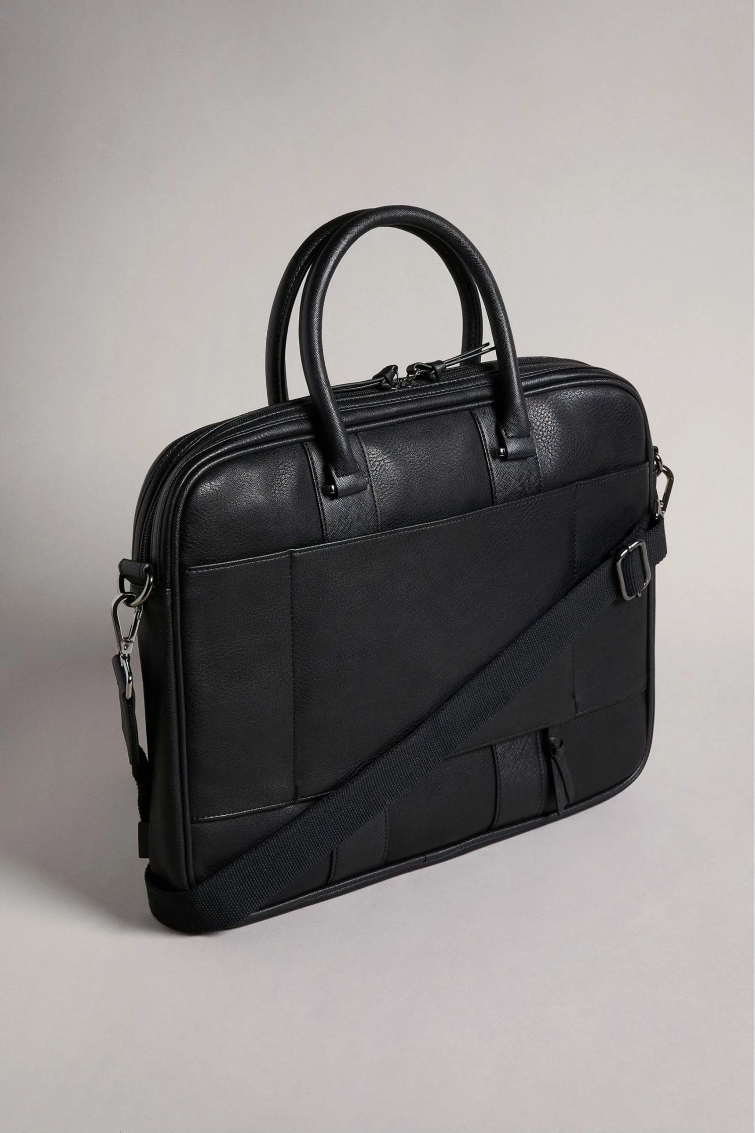 Ted Baker Nevver Black Striped Pu Document Bag 4 Ted Baker Nevver Black Striped Pu Document Bag - Image 2