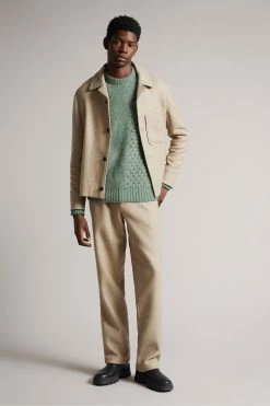 Ted Baker Green Brokhol Mixed Stitch Crew Neck Jumper -tedbaker Shop Online unnamed file 2958