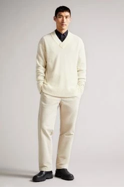 Ted Baker Natural Welburn V-Neck Jumper 9 Ted Baker Natural Welburn V-Neck Jumper -tedbaker Shop Online unnamed file 2976