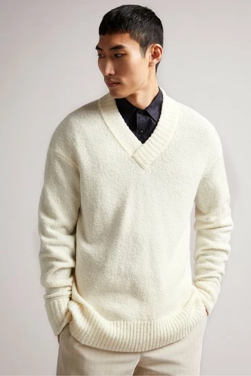 Ted Baker Natural Welburn V-Neck Jumper 7 Ted Baker Natural Welburn V-Neck Jumper - Image 5