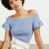 Ted Baker Blue Misteey Bardot Frill Detail Knitted Top -tedbaker Shop Online unnamed file 3046
