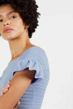 Ted Baker Blue Misteey Bardot Frill Detail Knitted Top -tedbaker Shop Online unnamed file 3050