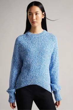 Ted Baker Brt-Blue Zzurii Twisted Yarn Curved Hem Sweater -tedbaker Shop Online unnamed file 3062