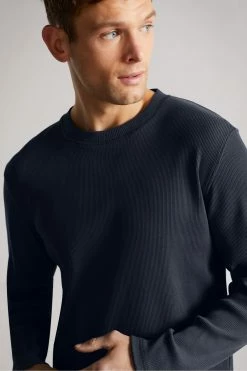 Ted Baker Navy Blue Hertfod Long Sleeved Ribbed Top -tedbaker Shop Online unnamed file 3100