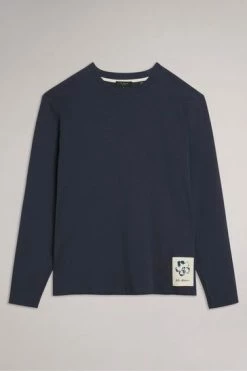 Ted Baker Navy Blue Hertfod Long Sleeved Ribbed Top -tedbaker Shop Online unnamed file 3104