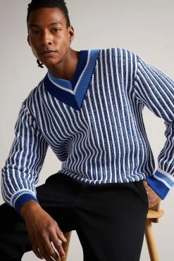 Ted Baker Redclif Brt-Blue Relaxed Fit Cricket Jumper -tedbaker Shop Online unnamed file 3112