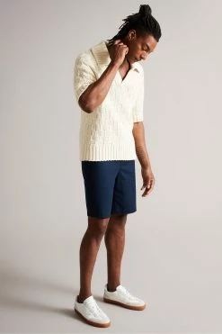 Ted Baker Earlam Ecru Cream Multi Wide Rib Ss V-Neck Jumper -tedbaker Shop Online unnamed file 3117