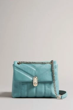 Ted Baker Mini Blue Leather Puffer Quilt Detail Xbody Bag