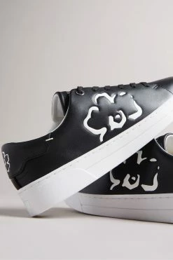 Ted Baker Black Magnolia Flower Placement Cupsole Trainers -tedbaker Shop Online unnamed file 3506