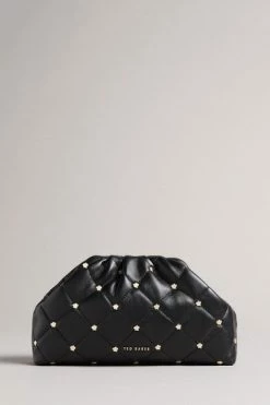 Ted Baker Black Quilted Studded Clutch Bag -tedbaker Shop Online unnamed file 351