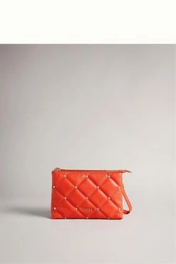 Ted Baker Red Parrker Quilted Studded Mini Cross-Body Bag