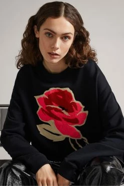 Ted Baker Floesa Black Flower Sweatshirt -tedbaker Shop Online unnamed file 3721