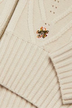 Ted Baker Natural Jordiyn Zip Front High Neck Knitted Sweater -tedbaker Shop Online unnamed file 3734