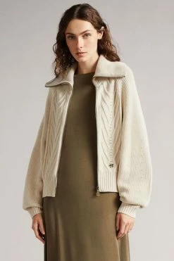 Ted Baker Natural Jordiyn Zip Front High Neck Knitted Sweater -tedbaker Shop Online unnamed file 3735