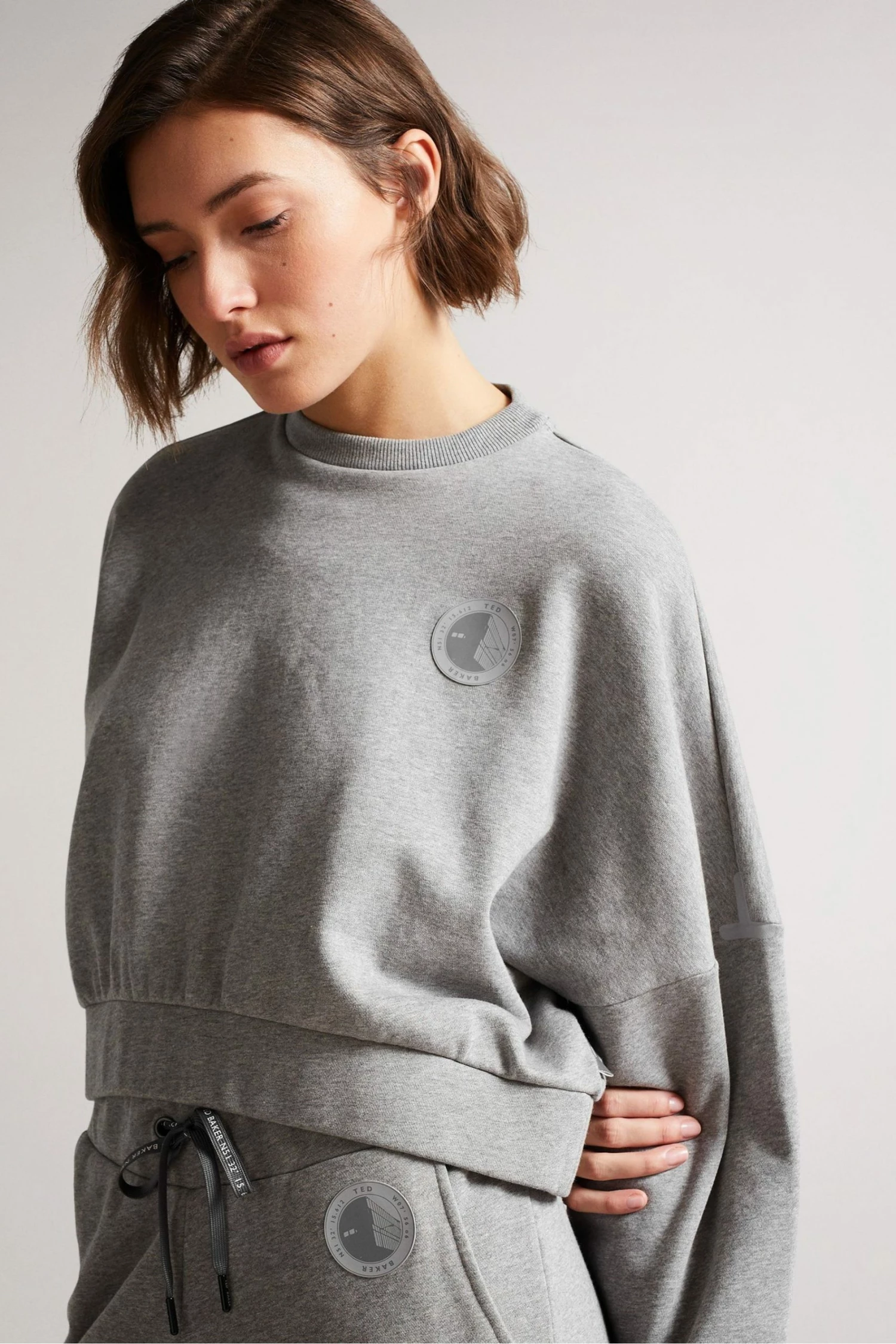 Ted Baker Ttracie Grey Cropped Jersey Sweatshirt 4 Ted Baker Ttracie Grey Cropped Jersey Sweatshirt - Image 2