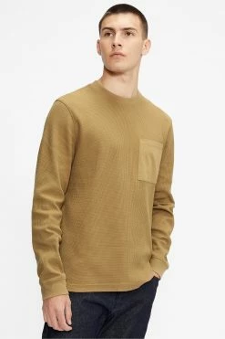 Ted Baker Brown Zaplan Textured Crew Neck Sweat Top