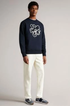Ted Baker Leswin Navy Blue Relaxed Fit Magnolia Sweatshirt -tedbaker Shop Online unnamed file 3976