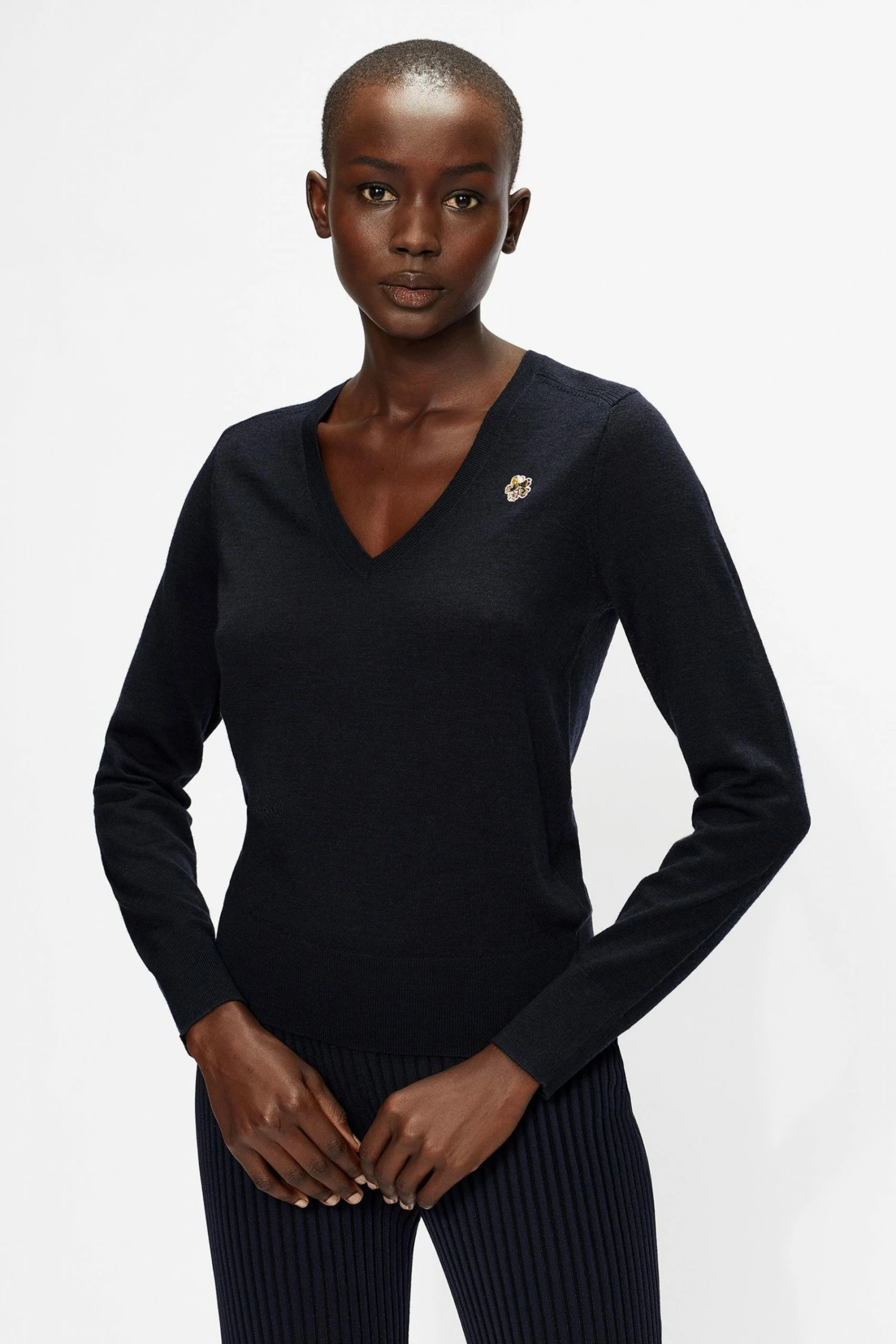 Ted Baker Blue Abiygal Merino Edit V-Neck Sweat Top 3 Ted Baker Blue Abiygal Merino Edit V-Neck Sweat Top