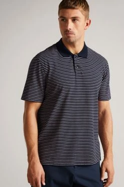 Ted Baker Blue Ravens Short Sleeve Striped Pique Polo Shirt