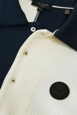 Ted Baker Wickam Navy Long Sleeve Textured Polo Shirt -tedbaker Shop Online unnamed file 4018