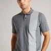 Ted Baker Grey Marl Chiping Short Sleeve 'T' Print Polo Shirt -tedbaker Shop Online unnamed file 4050