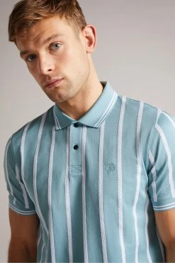 Ted Baker Men's Blue Kimbell Short Sleeve Striped Polo Shirt -tedbaker Shop Online unnamed file 4072