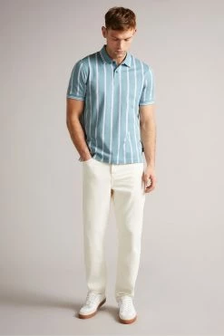 Ted Baker Men's Blue Kimbell Short Sleeve Striped Polo Shirt -tedbaker Shop Online unnamed file 4073