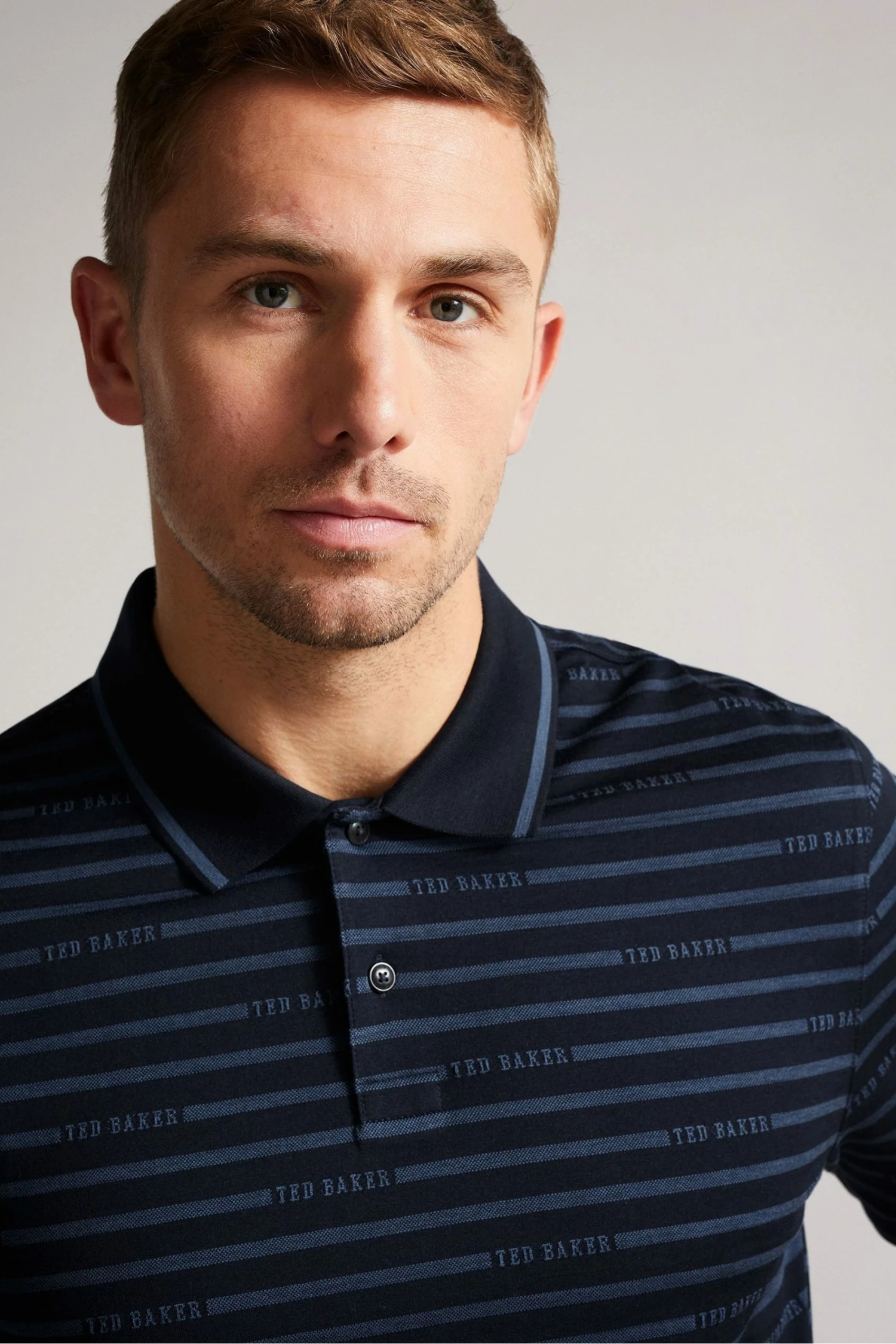Ted Baker Navy Blue Tildarg Short Sleeve Logo Striped Polo Shirt 6 Ted Baker Navy Blue Tildarg Short Sleeve Logo Striped Polo Shirt - Image 4