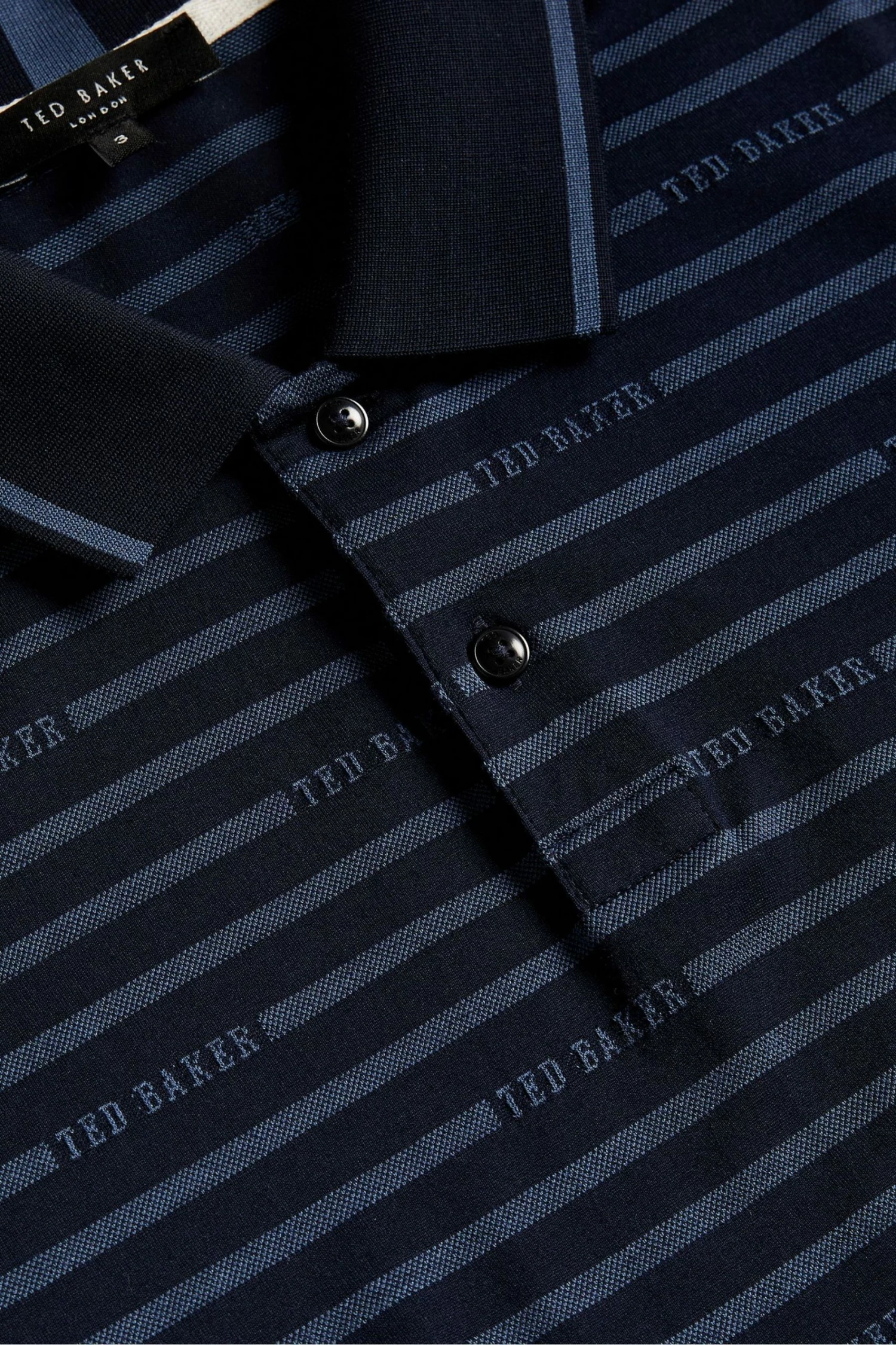 Ted Baker Navy Blue Tildarg Short Sleeve Logo Striped Polo Shirt 7 Ted Baker Navy Blue Tildarg Short Sleeve Logo Striped Polo Shirt - Image 5