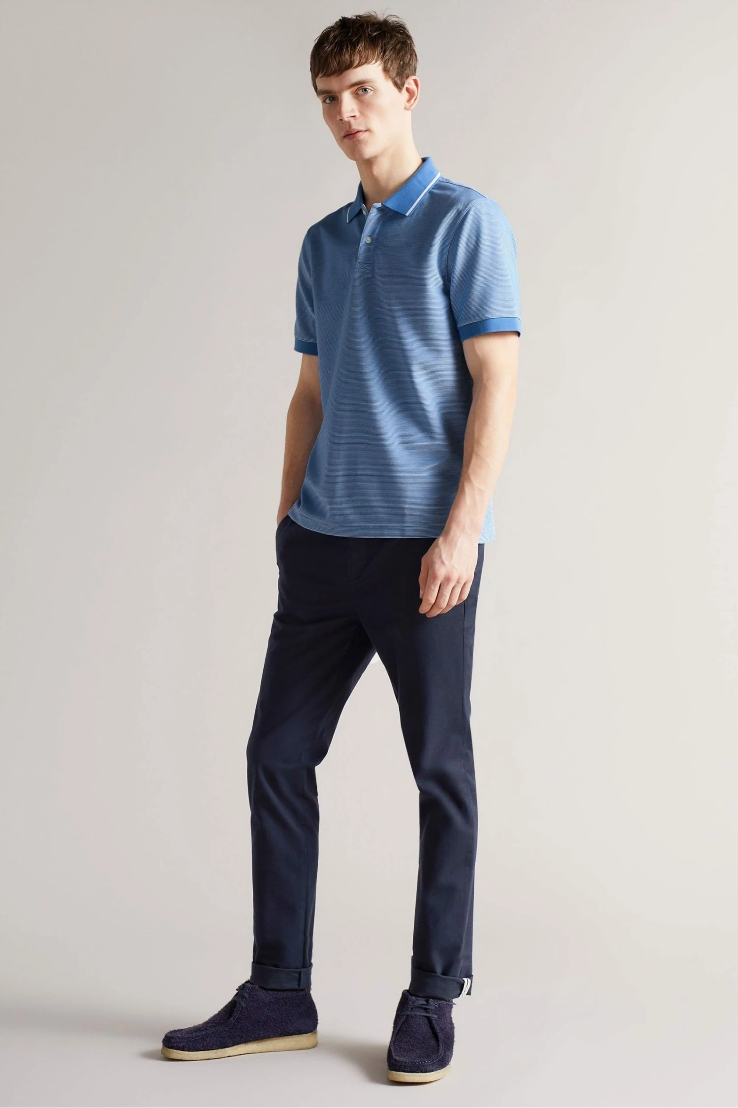 Ted Baker Ellerby Blue Short Sleeve Striped Polo Shirt 5 Ted Baker Ellerby Blue Short Sleeve Striped Polo Shirt - Image 3