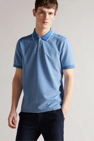 Ted Baker Ellerby Blue Short Sleeve Striped Polo Shirt 8 Ted Baker Ellerby Blue Short Sleeve Striped Polo Shirt - Image 6