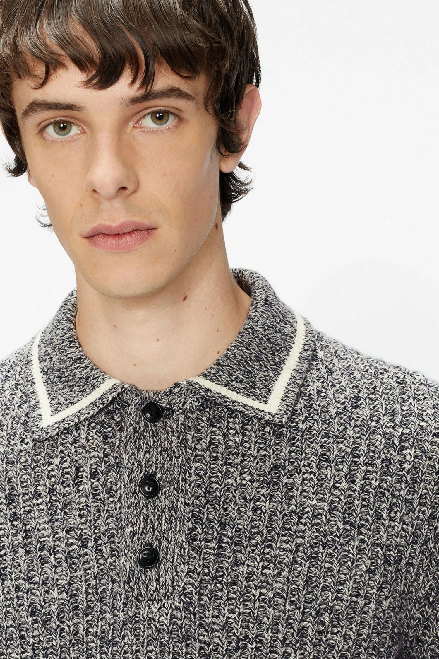 Ted Baker Blue Tames Long Sleeve Mouline Polo Shirt 5 Ted Baker Blue Tames Long Sleeve Mouline Polo Shirt - Image 3