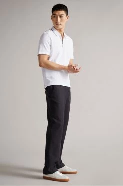 Ted Baker Mens White Buer Short Sleeve Textured Zip Polo Shirt -tedbaker Shop Online unnamed file 4111