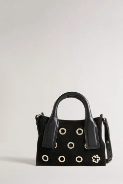 Best Seller 17 Ted Baker Mayzii Black Eyelet Detail Mini Grab Tote Bag
