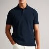 Ted Baker Tyssen Navy Blue Short Sleeve Flower Jacquard Polo Shirt -tedbaker Shop Online unnamed file 4176