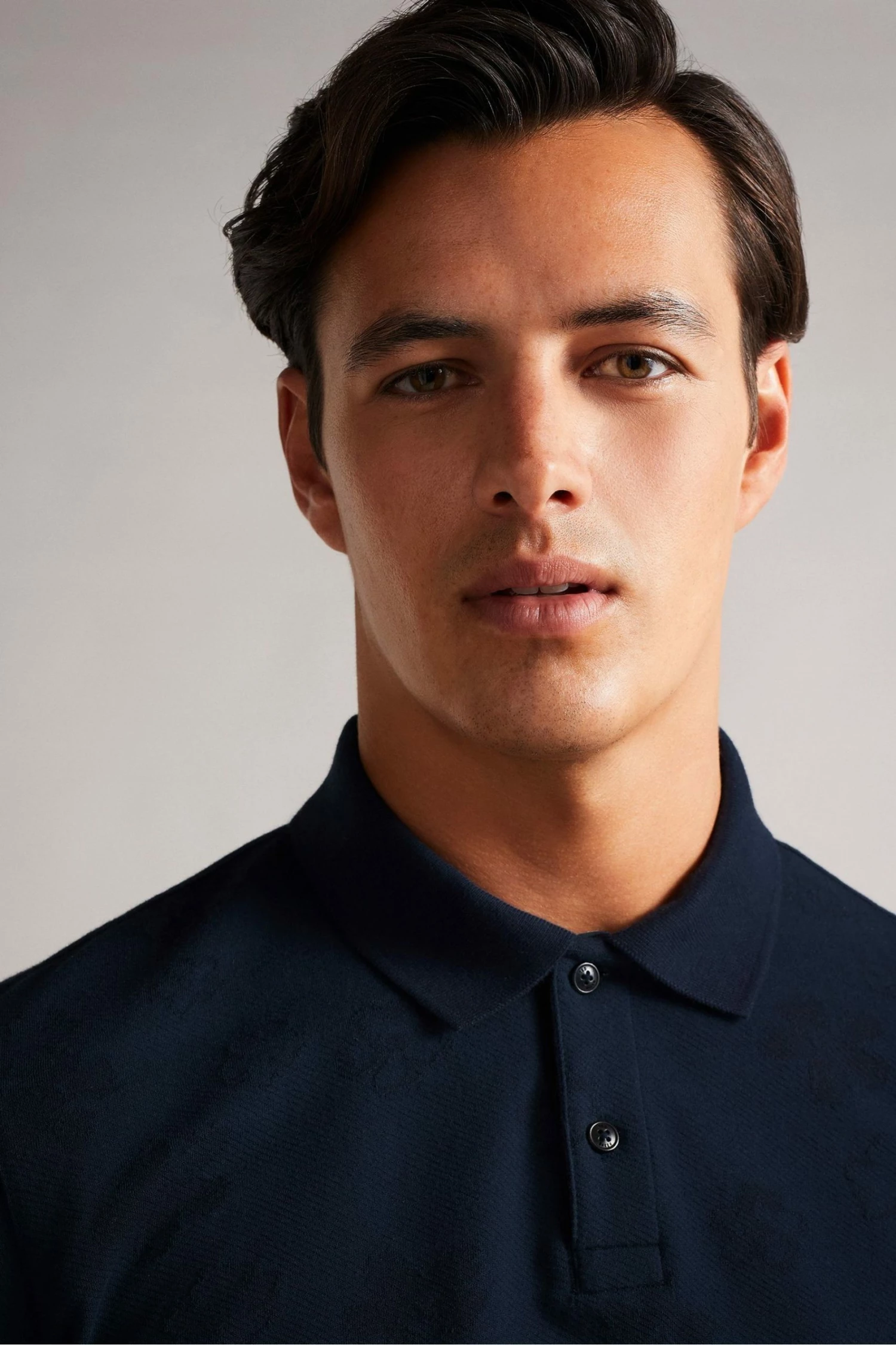 Ted Baker Tyssen Navy Blue Short Sleeve Flower Jacquard Polo Shirt 5 Ted Baker Tyssen Navy Blue Short Sleeve Flower Jacquard Polo Shirt - Image 3