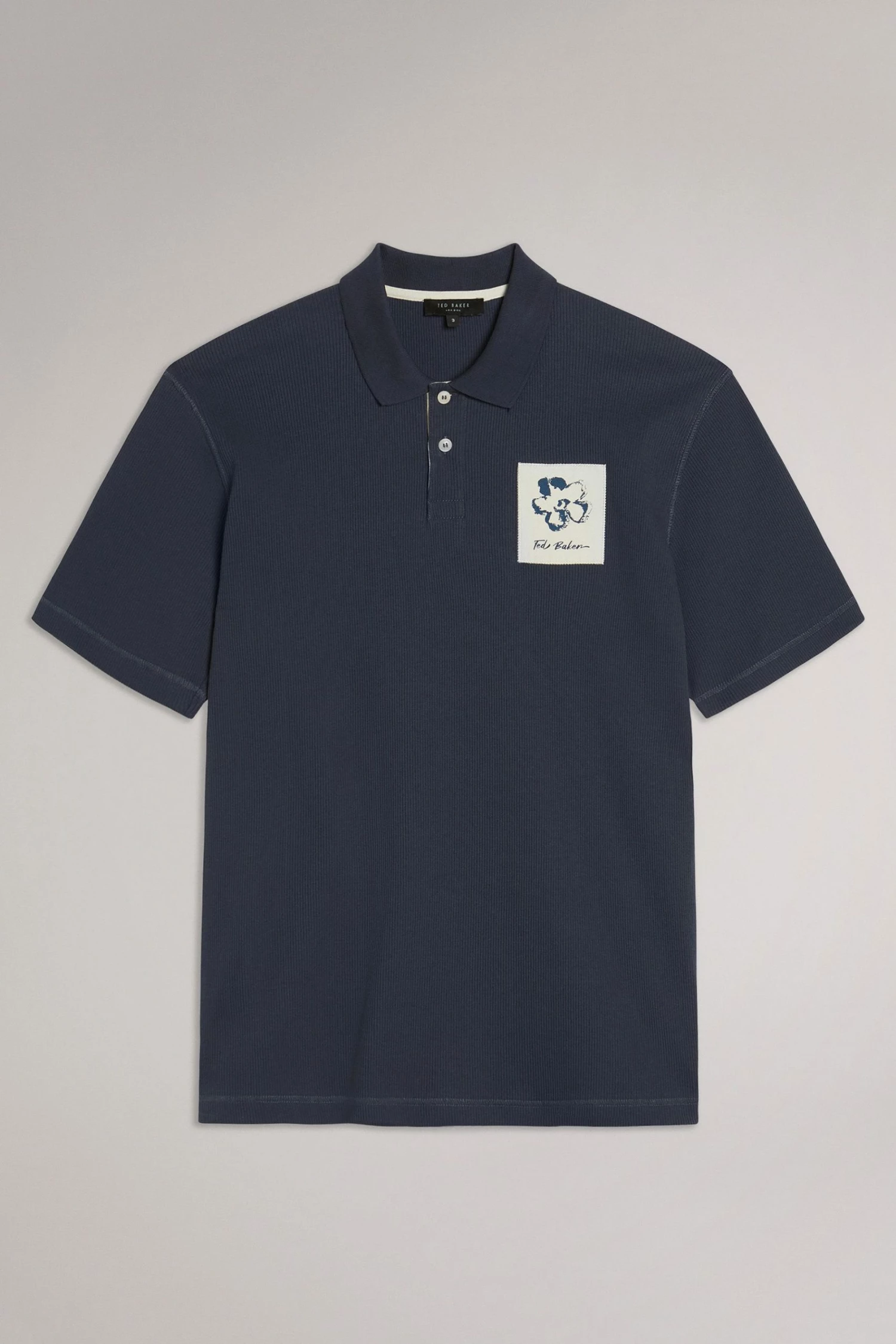 Ted Baker Navy Blue Remark Ribbed Polo Shirt 8 Ted Baker Navy Blue Remark Ribbed Polo Shirt - Image 6