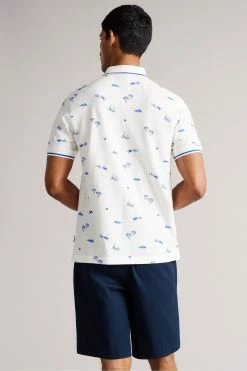 Ted Baker Narford White Printed Polo Shirt -tedbaker Shop Online unnamed file 4208