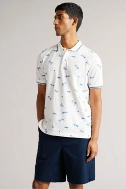 Ted Baker Narford White Printed Polo Shirt -tedbaker Shop Online unnamed file 4212