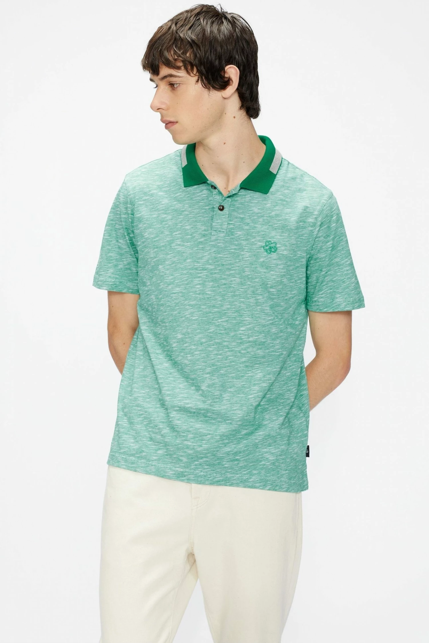 Ted Baker Green Dalmor Short Sleeve Space Dyed Polo Shirt 3 Ted Baker Green Dalmor Short Sleeve Space Dyed Polo Shirt
