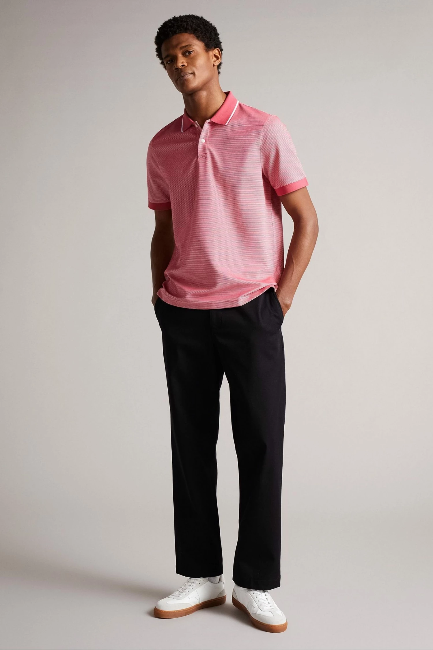 Ted Baker Ellerby Pink Ss Striped Polo Shirt 5 Ted Baker Ellerby Pink Ss Striped Polo Shirt - Image 3