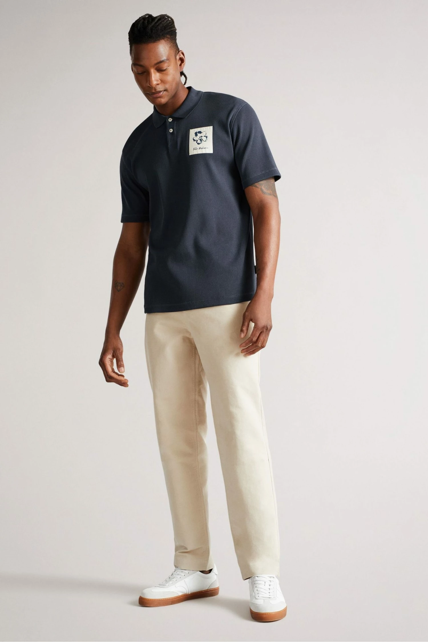 Ted Baker Navy Blue Daley Ribbed Polo Shirt 7 Ted Baker Navy Blue Daley Ribbed Polo Shirt - Image 5