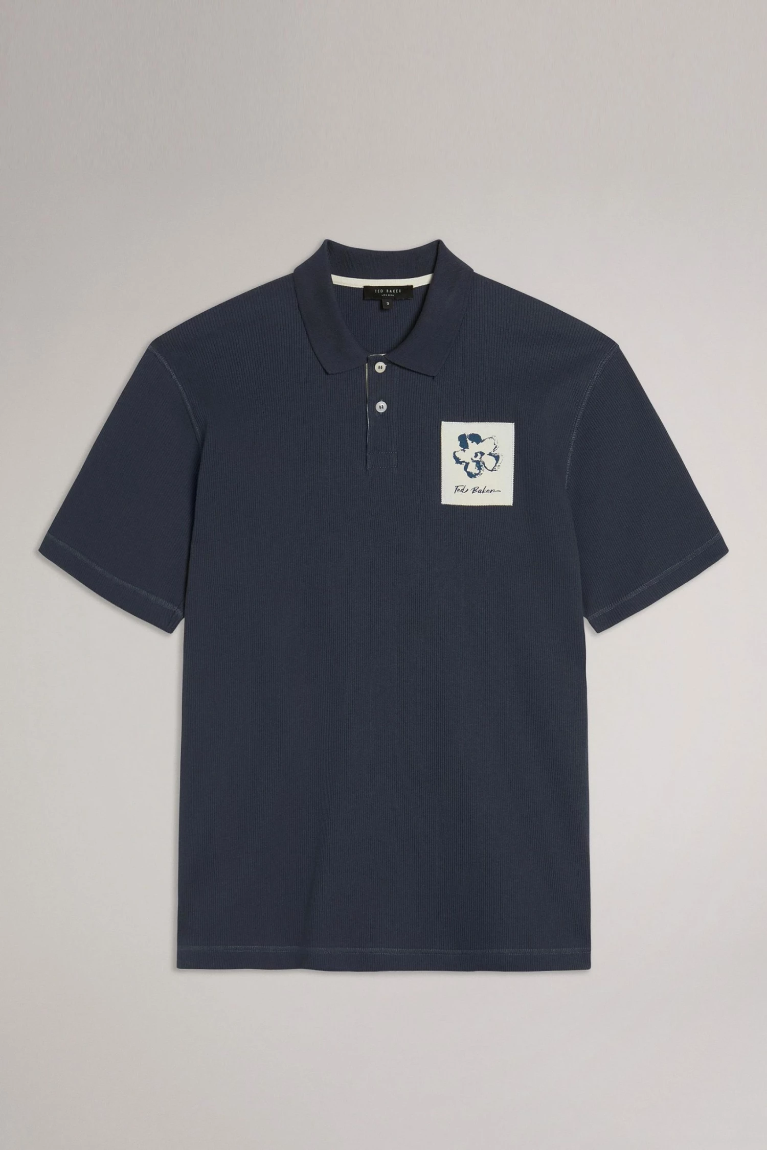 Ted Baker Navy Blue Daley Ribbed Polo Shirt 8 Ted Baker Navy Blue Daley Ribbed Polo Shirt - Image 6