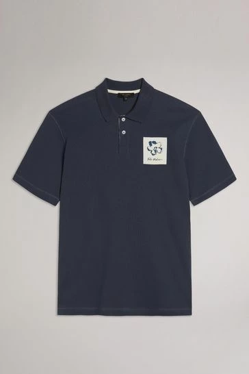 Ted Baker Navy Blue Daley Ribbed Polo Shirt 9 Ted Baker Navy Blue Daley Ribbed Polo Shirt - Image 7